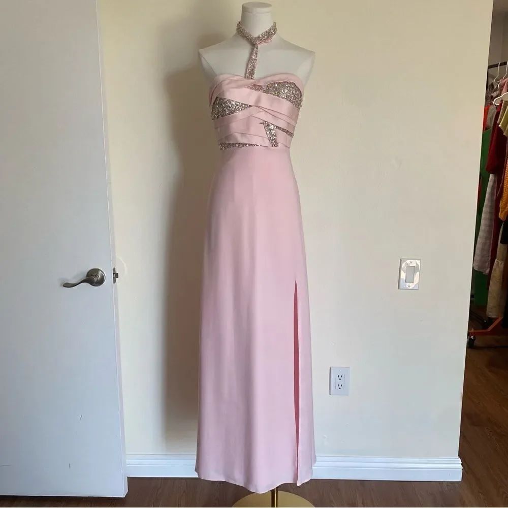 Faviana Couture Light Pink One Shoulder Gown Size 4 - Picture 3 of 16